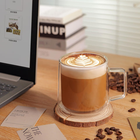 CNGLASS 15oz mug ready for espresso, latte, or tea servings.