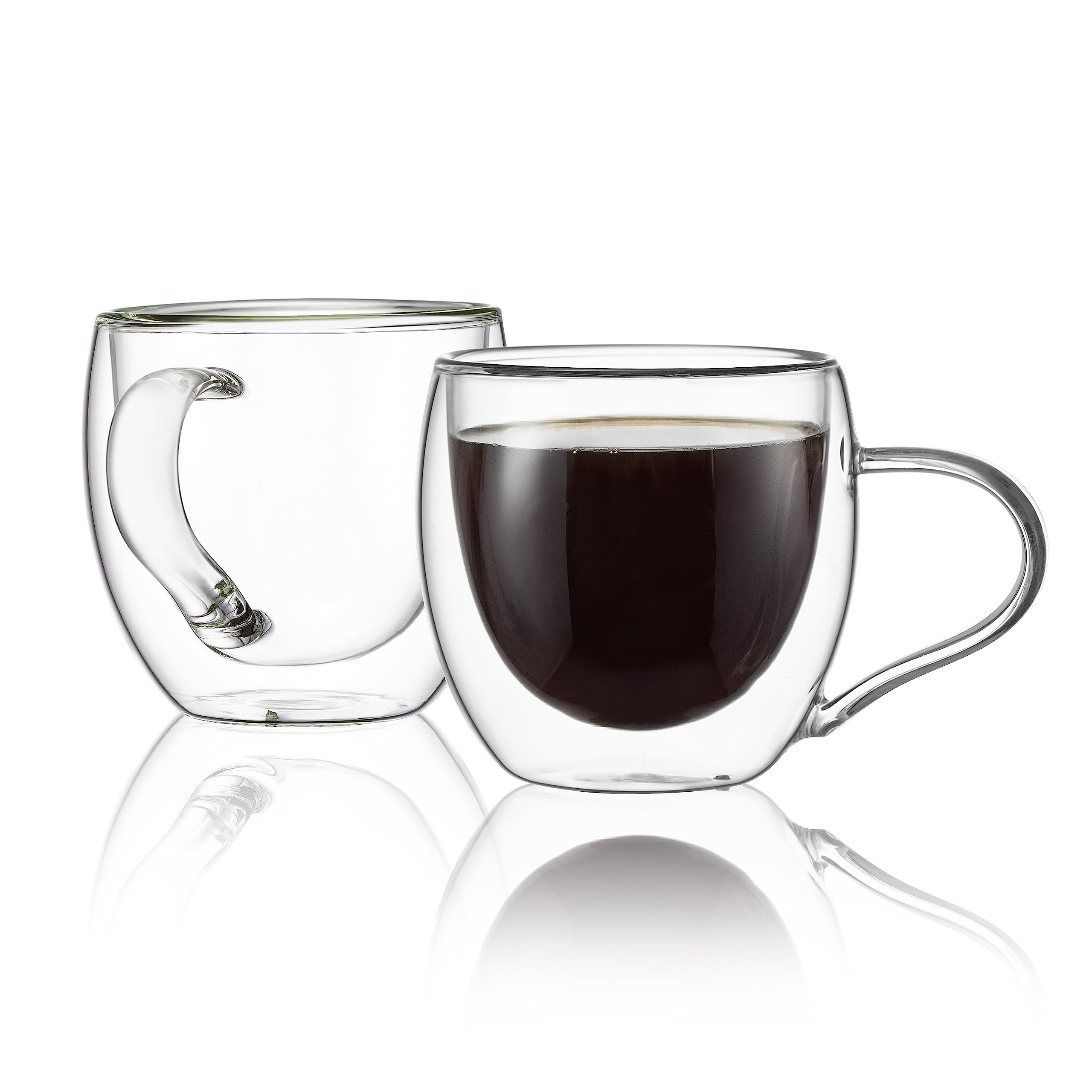 CNGLASS double-wall coffee mug keeps hands cool while sipping hot coffee.
