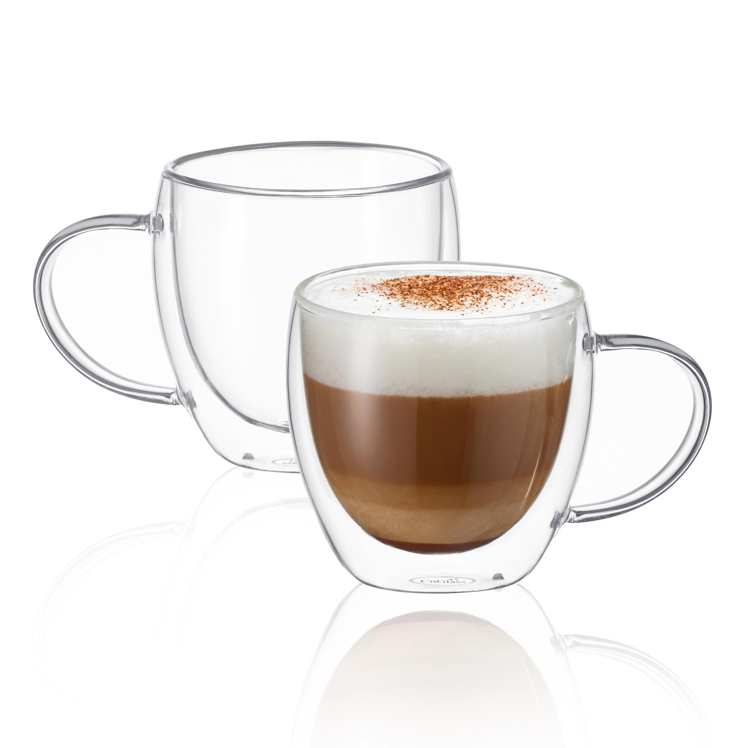 CNGLASS double-wall espresso mug with handle keeps heat while remaining cool to touch