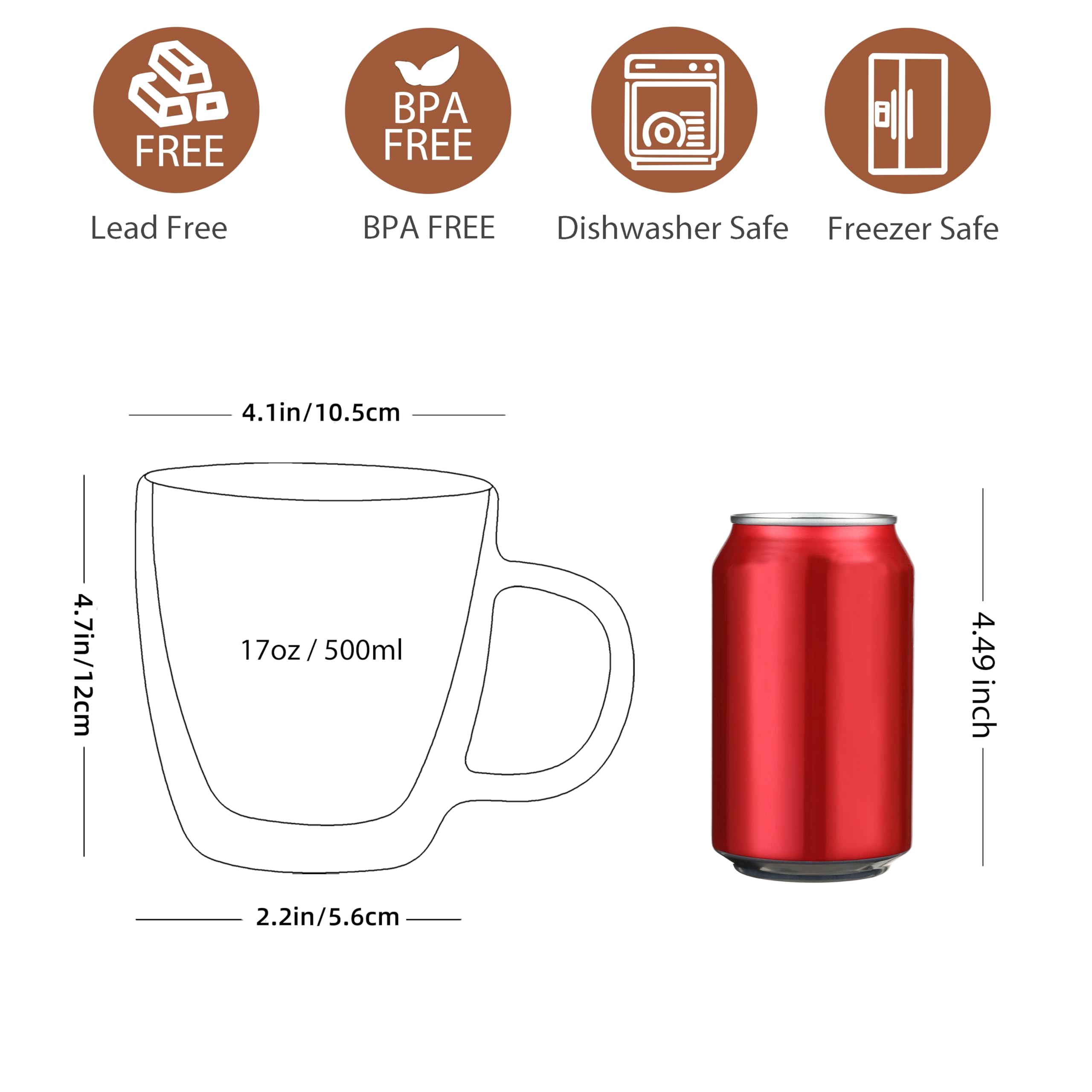 CNGLASS double-wall insulated 17oz mug for hot or cold drinks