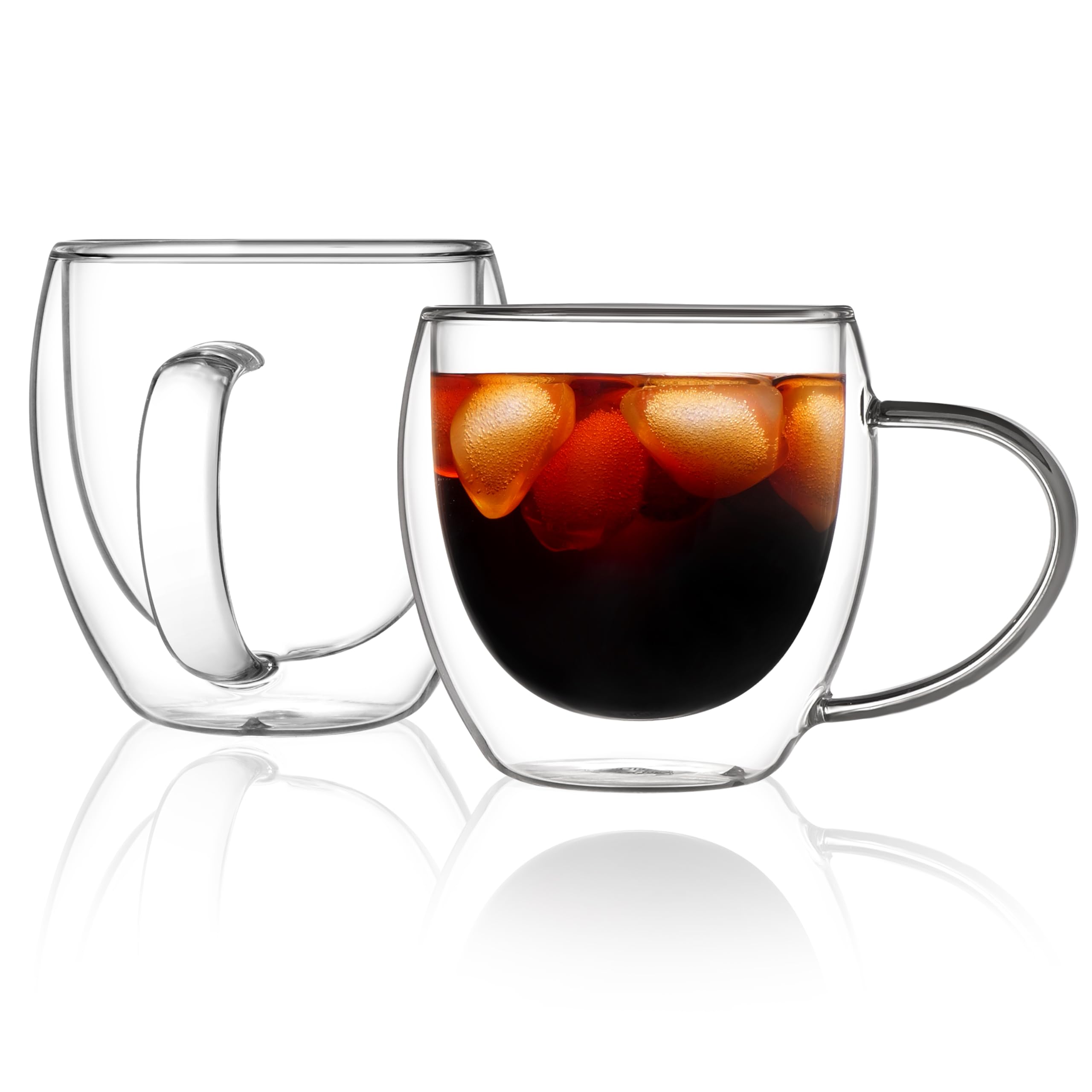 CNGLASS double-walled coffee mug with handle keeps beverages hot longer.