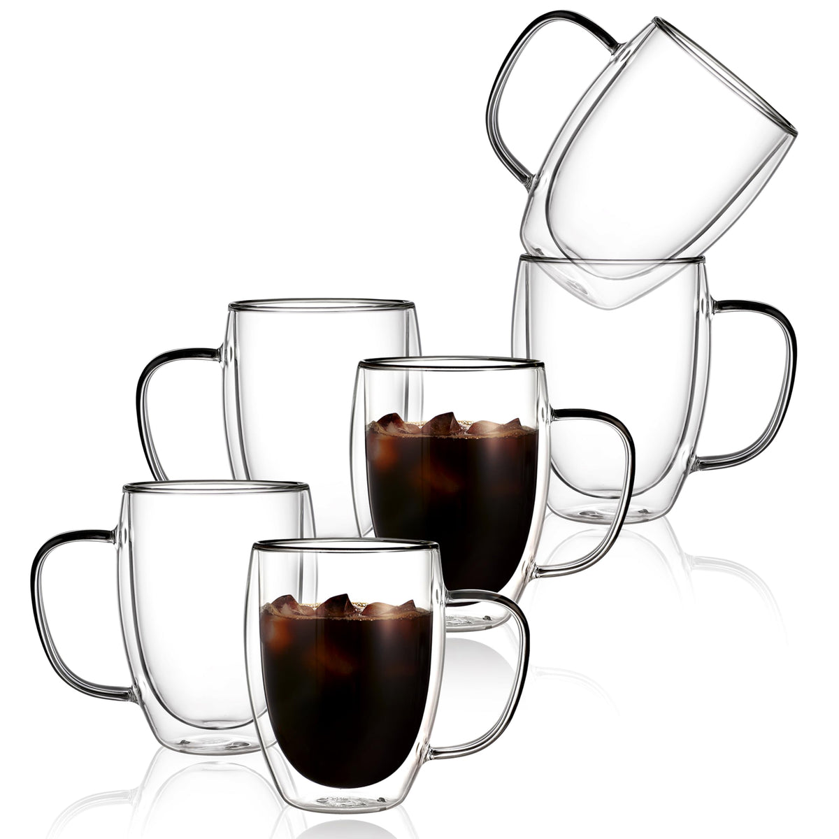 CNGLASS 12oz double-walled mug with handle keeps hot coffee hotter longer.