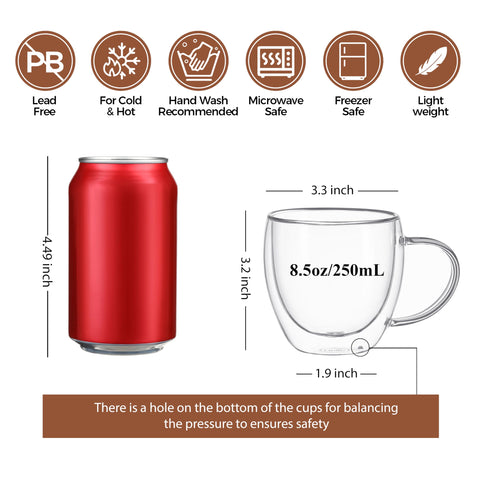 CNGLASS insulated glass mug for hot or cold beverages, ideal for daily coffee