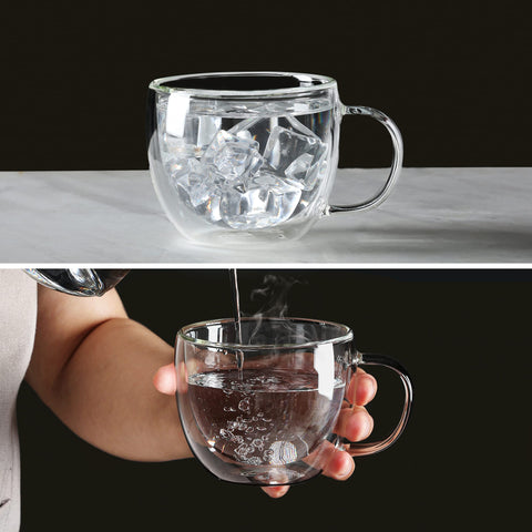 CNGLASS set of 2 cappuccino mugs on table ready for daily use.