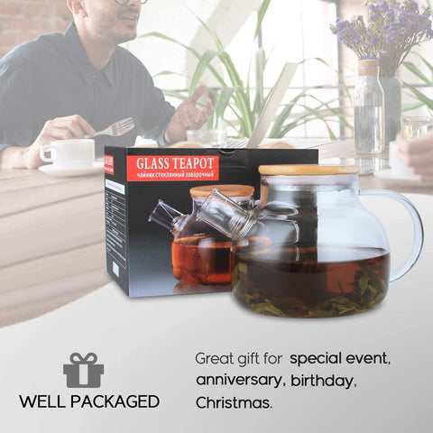 CNGLASS teapot removable filter keeps cups clean and clear.