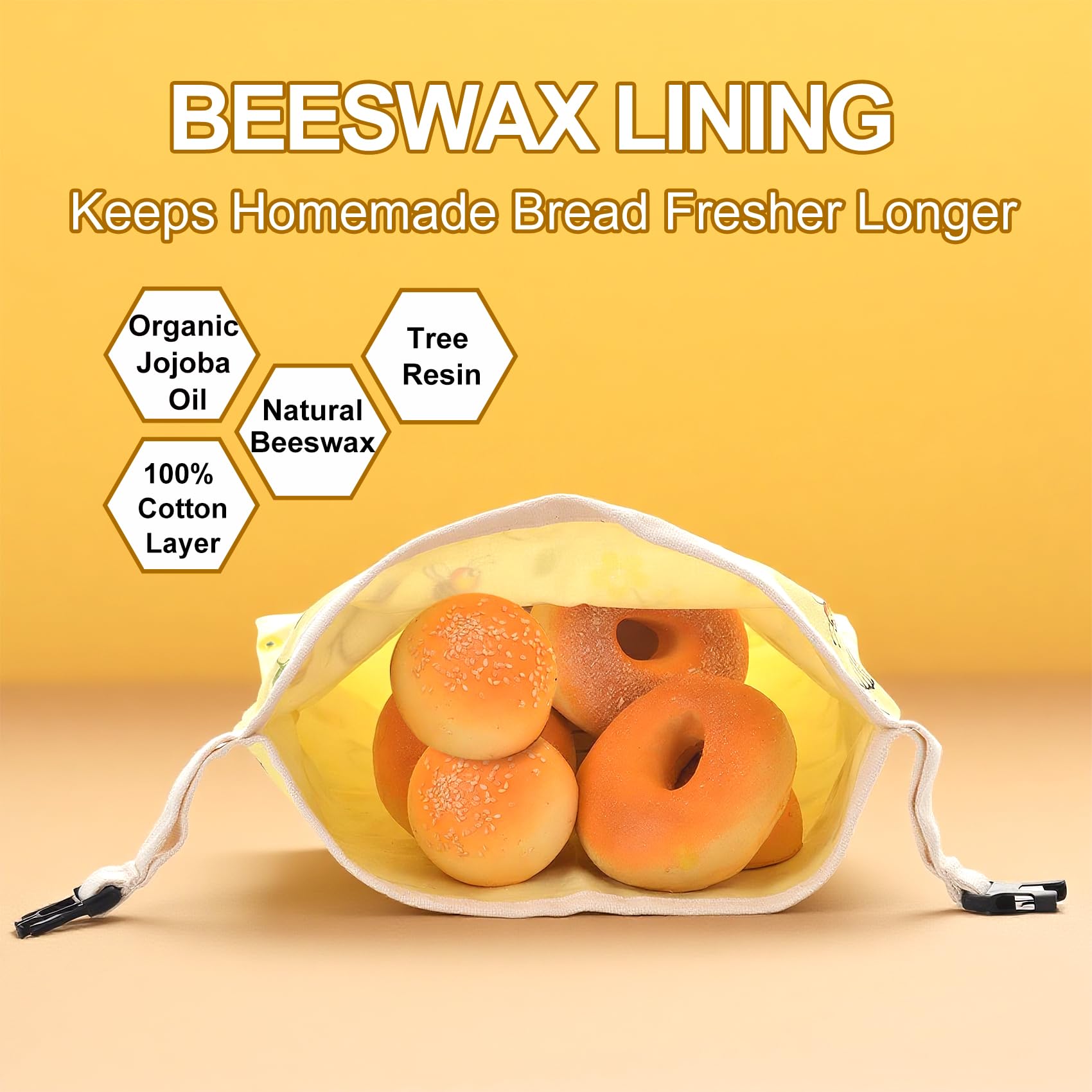 Cnkaite beeswax bread bags rolltop close-up showing airtight seal for fresh bread.
