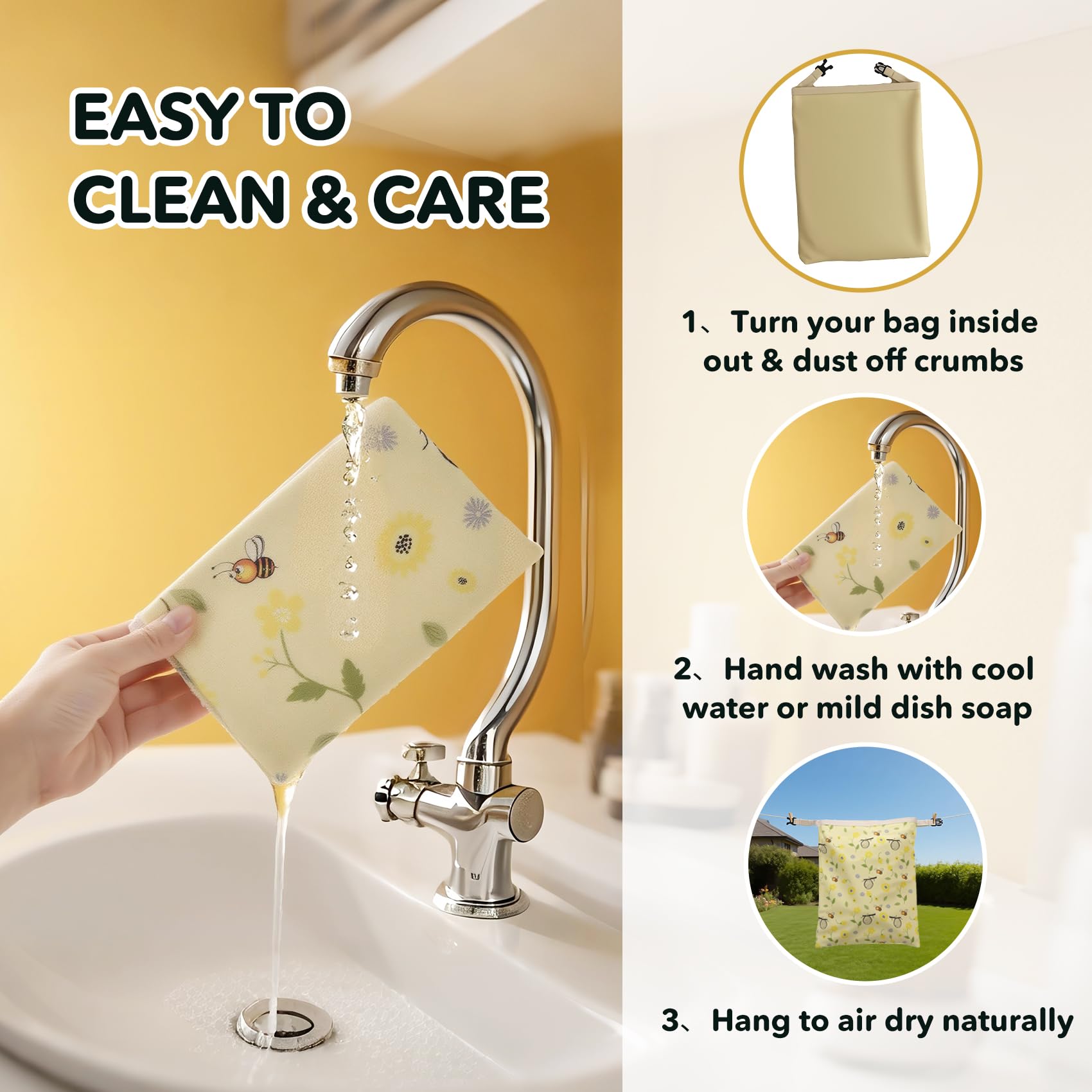 Cnkaite beeswax bags feature buckles for secure sealing and easy carrying.