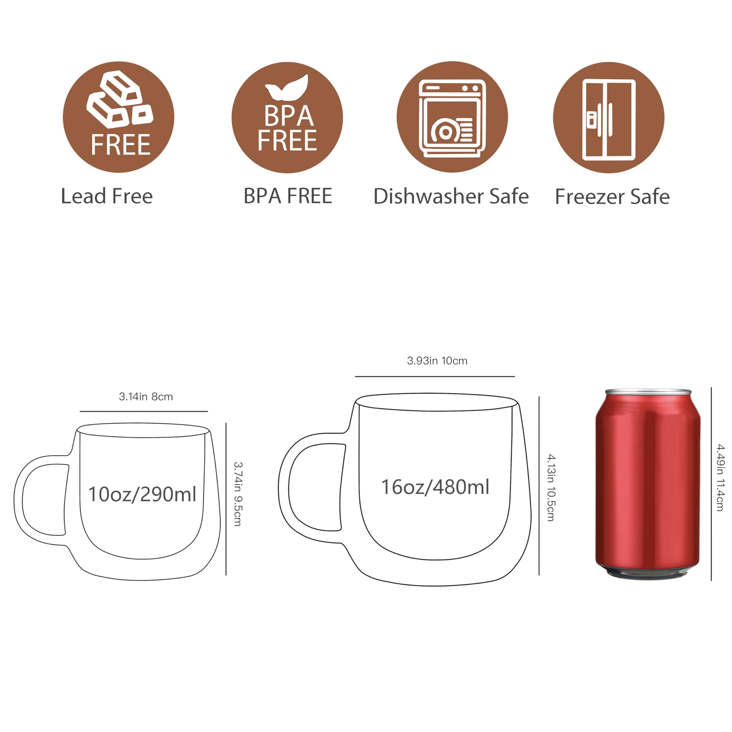 CNGLASS clear glass mug with handle for easy grip and daily routines.