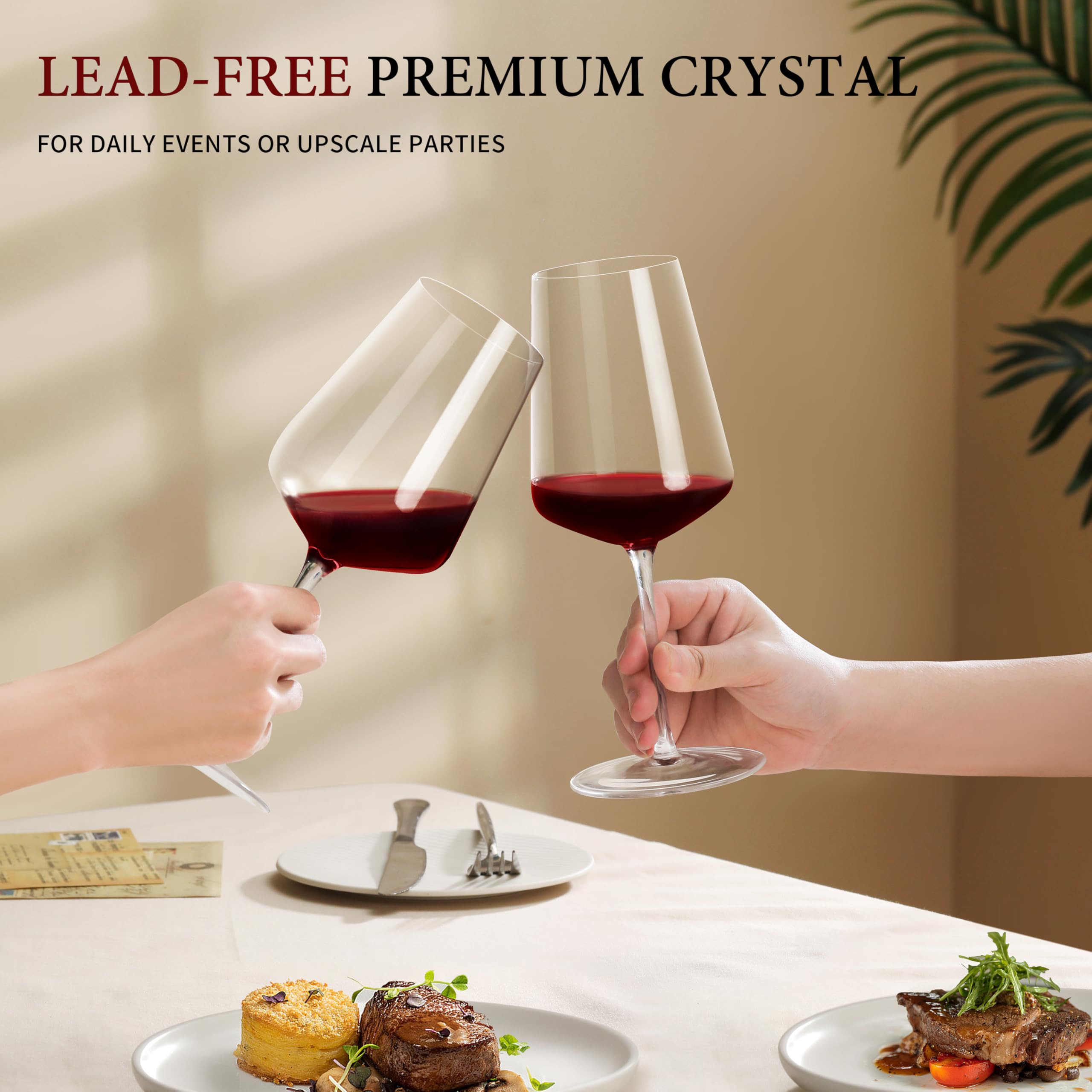 CnSneg 18oz wine glasses offer generous capacity for red or white wine