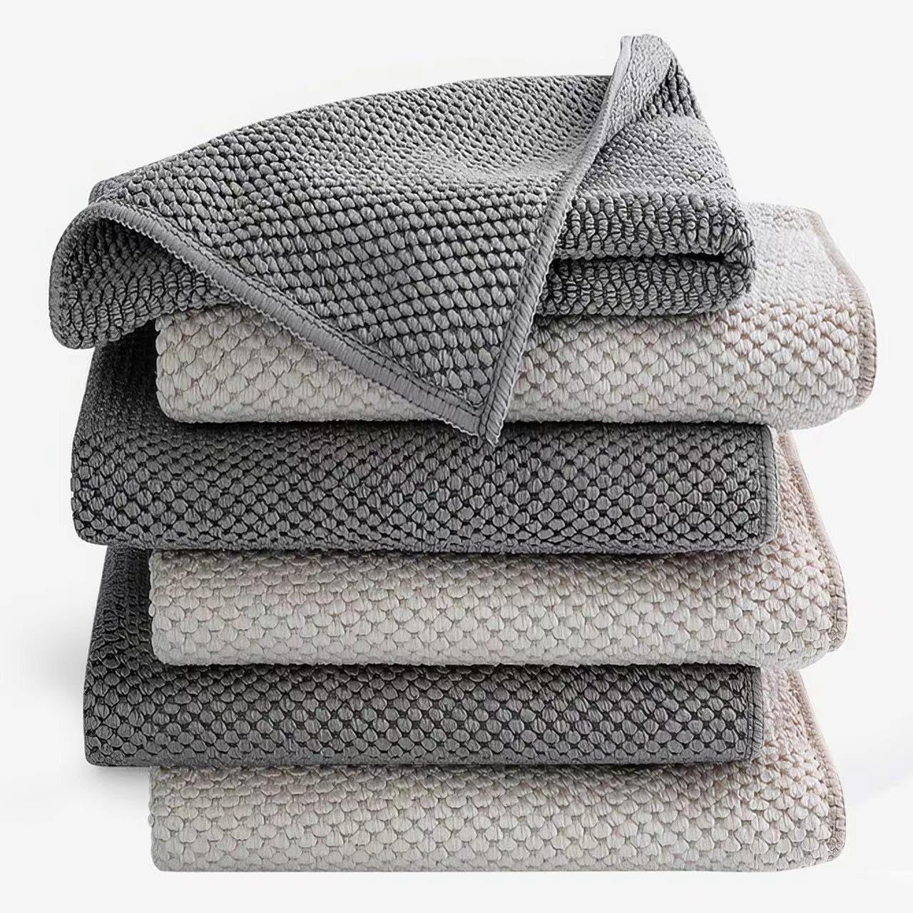 Cnyobvi barista towels 6-pack waffle weave absorb coffee residue quickly without scratching stainless steel.