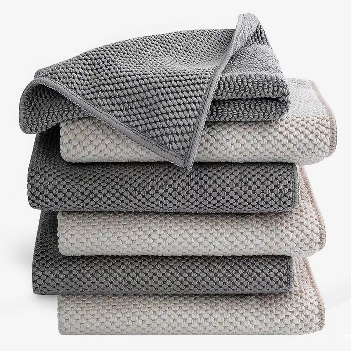 Cnyobvi barista towels 6-pack waffle weave absorb coffee residue quickly without scratching stainless steel.