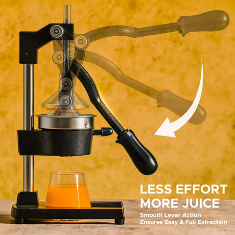 CO-Z extra-long lever with rubber grip makes pressing easy, even with tough pomegranates.