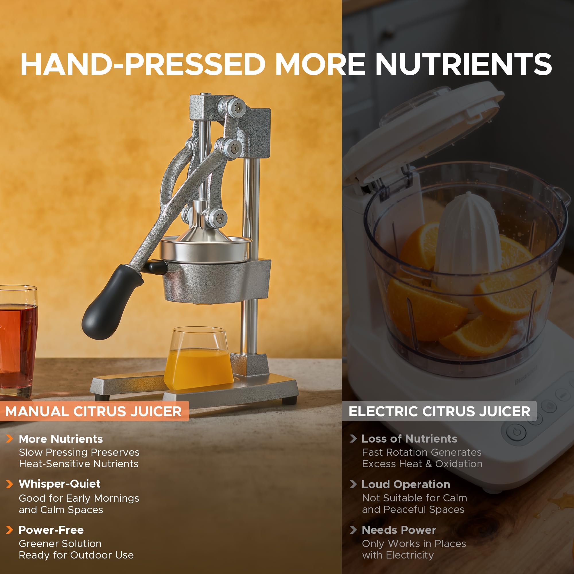 CO-Z stainless steel strainer captures pulp for clean juice