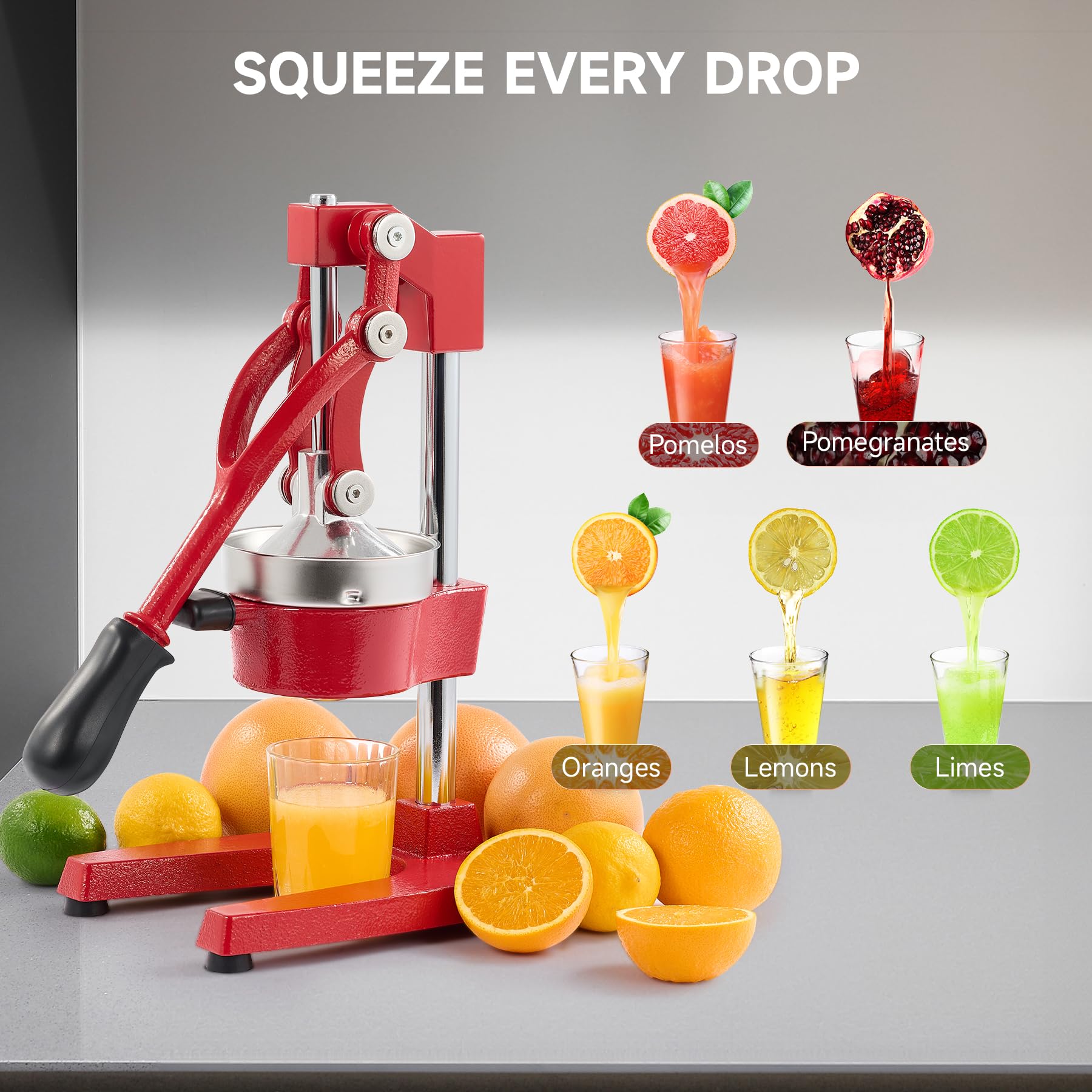 CO-Z red juicer with dishwasher-friendly parts for quick cleanup