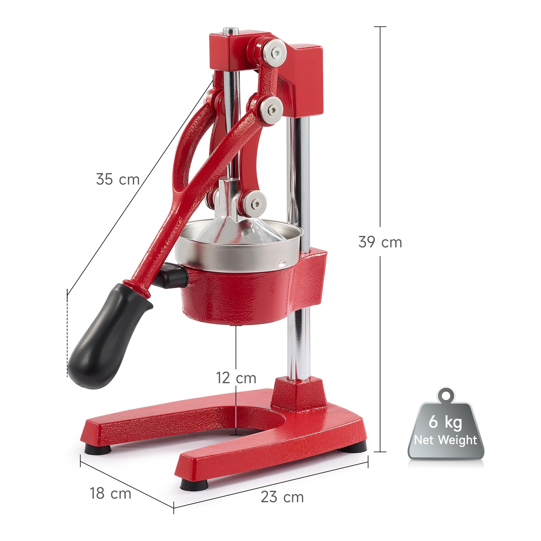 CO-Z red juicer stainless steel cone for smooth juice extraction