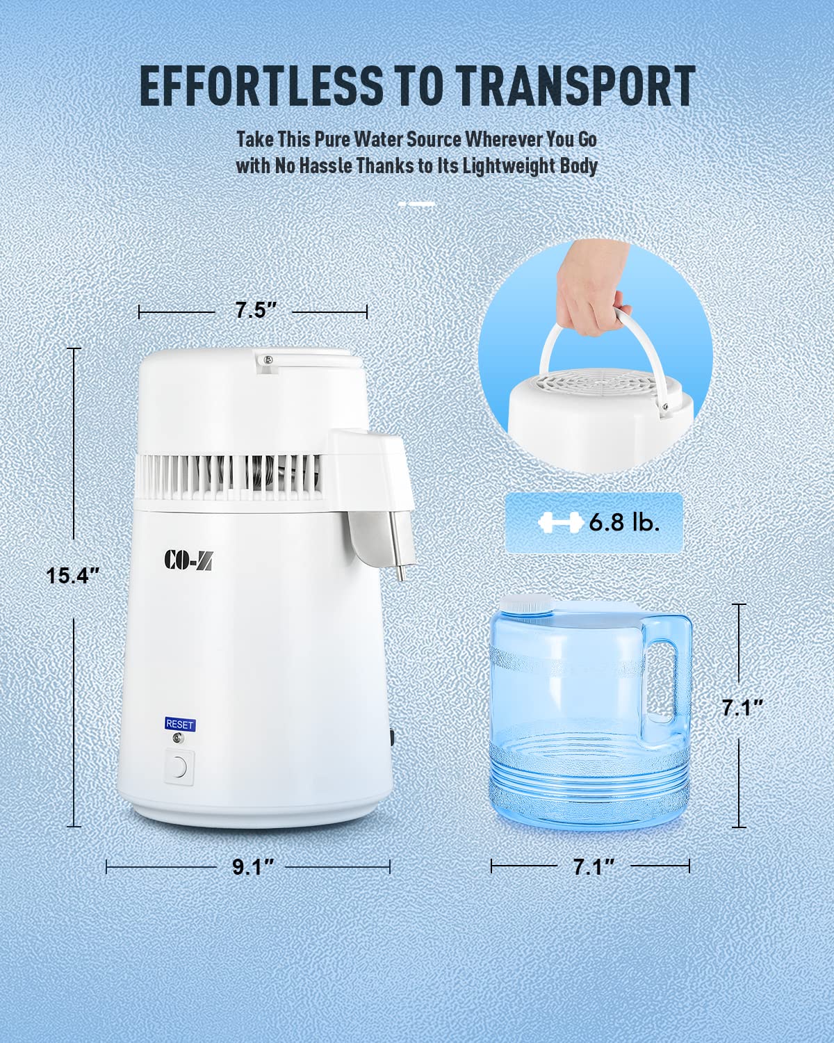 CO-Z distiller 4L capacity unit ready to supply water daily at home.