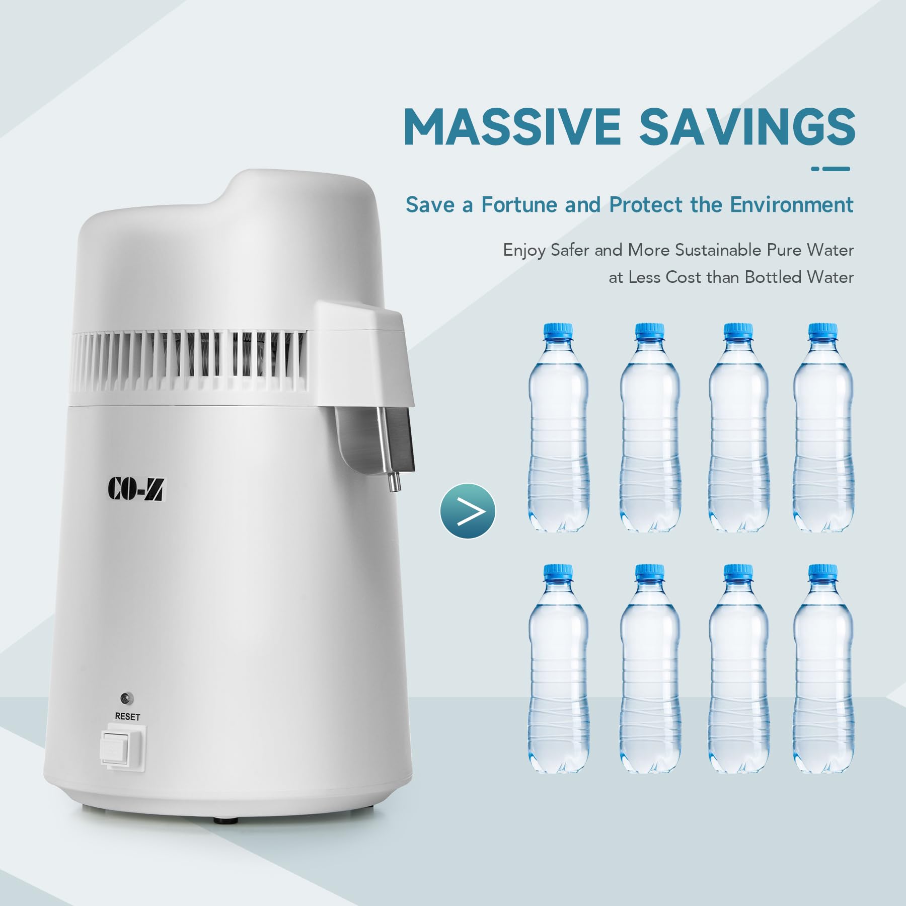 CO-Z countertop distiller in a kitchen or office setup