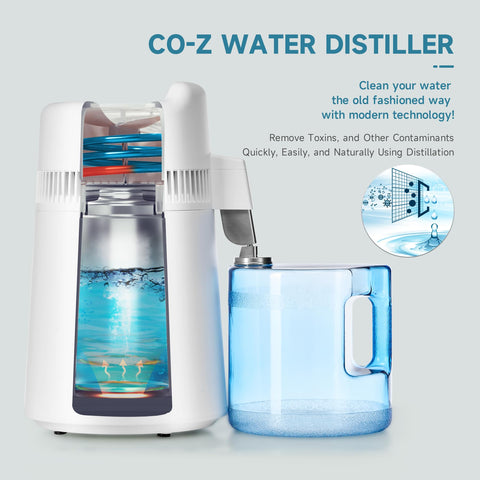CO-Z distiller with 1.6 gallon pitcher for easy room-to-room transfers