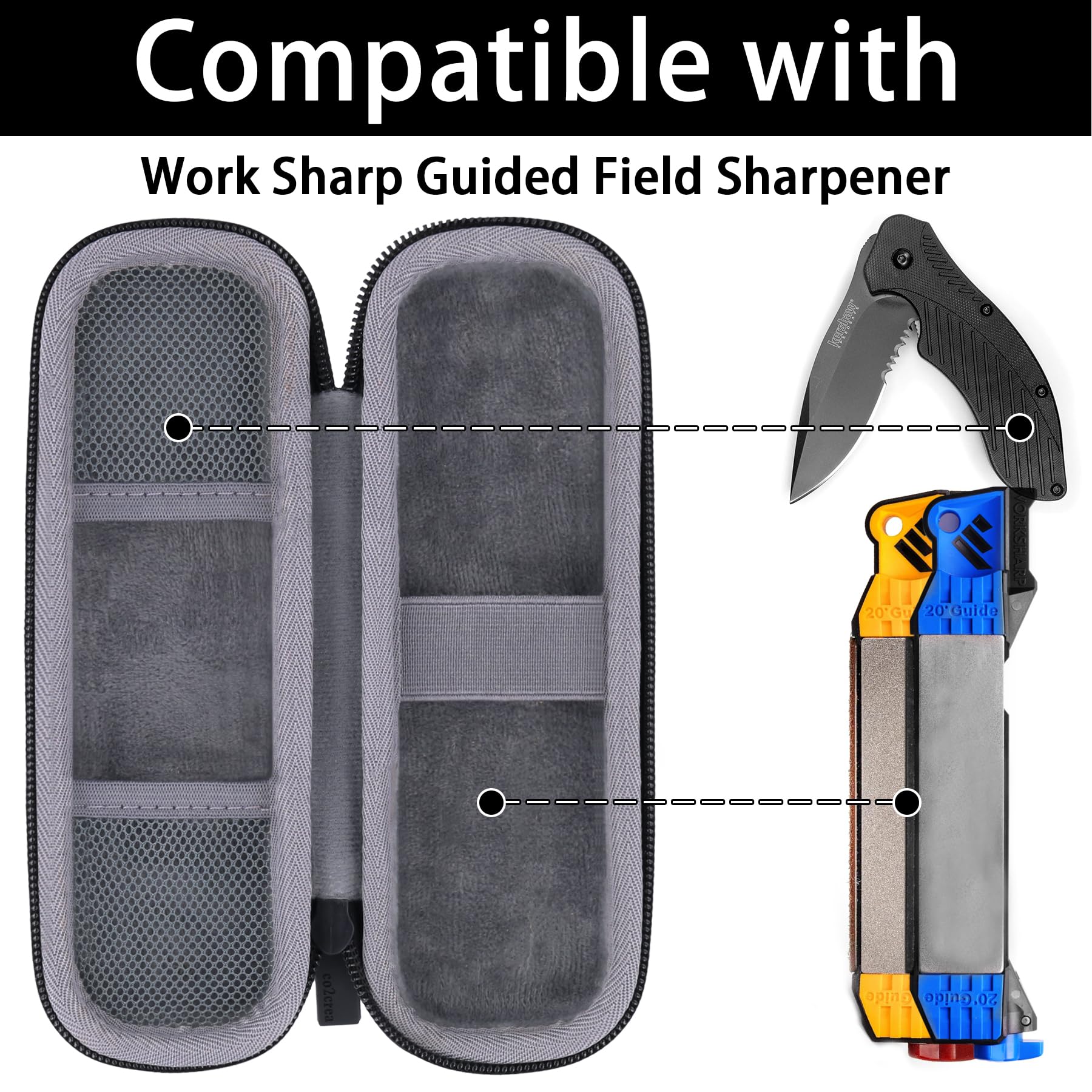 co2crea hard travel case interior velvet lining cushions the sharpener during transport