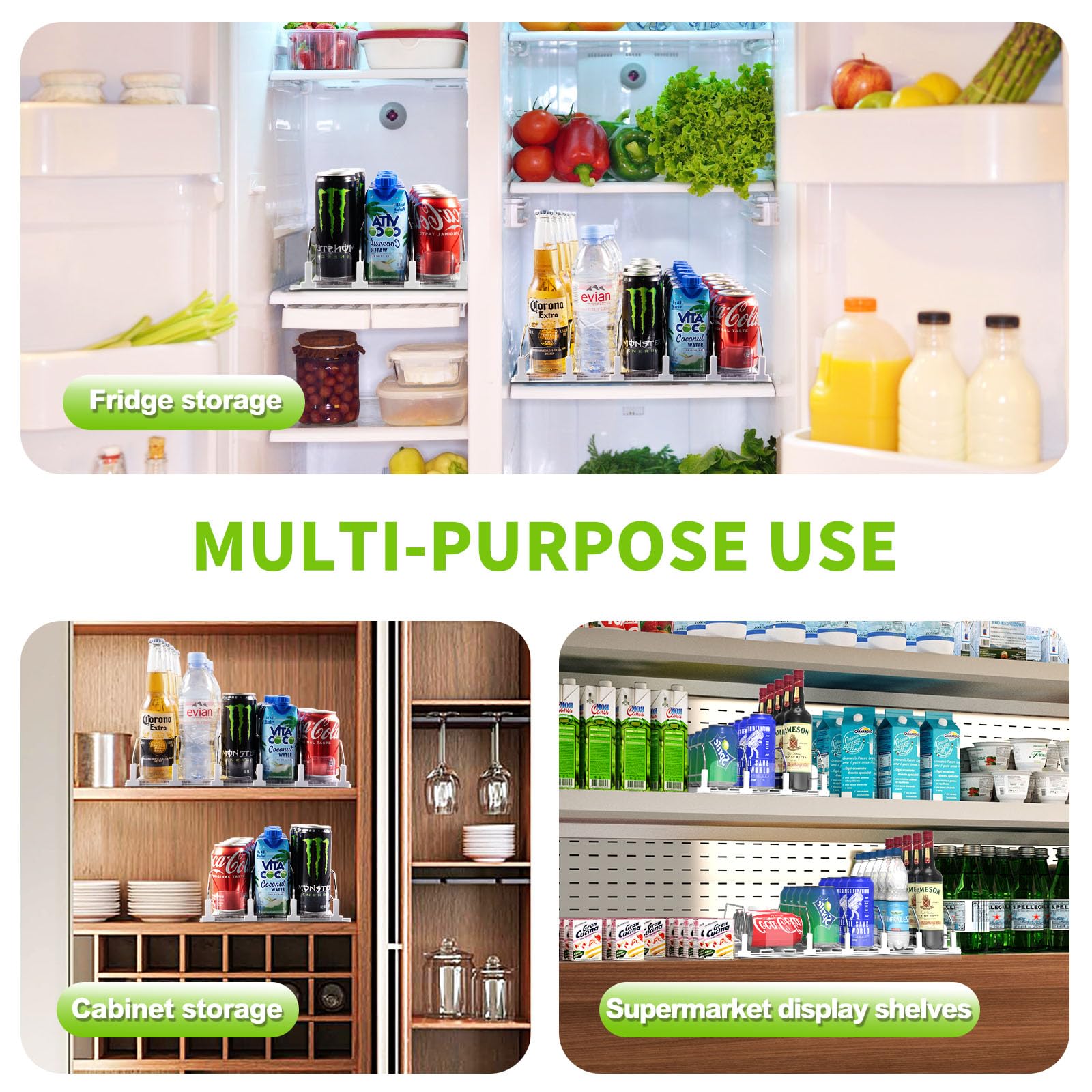 Coanto ABS pusher detail emphasizes sturdy components for frequent fridge use.
