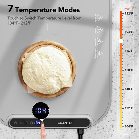 Coanto silicone heating tray controls for precise warming