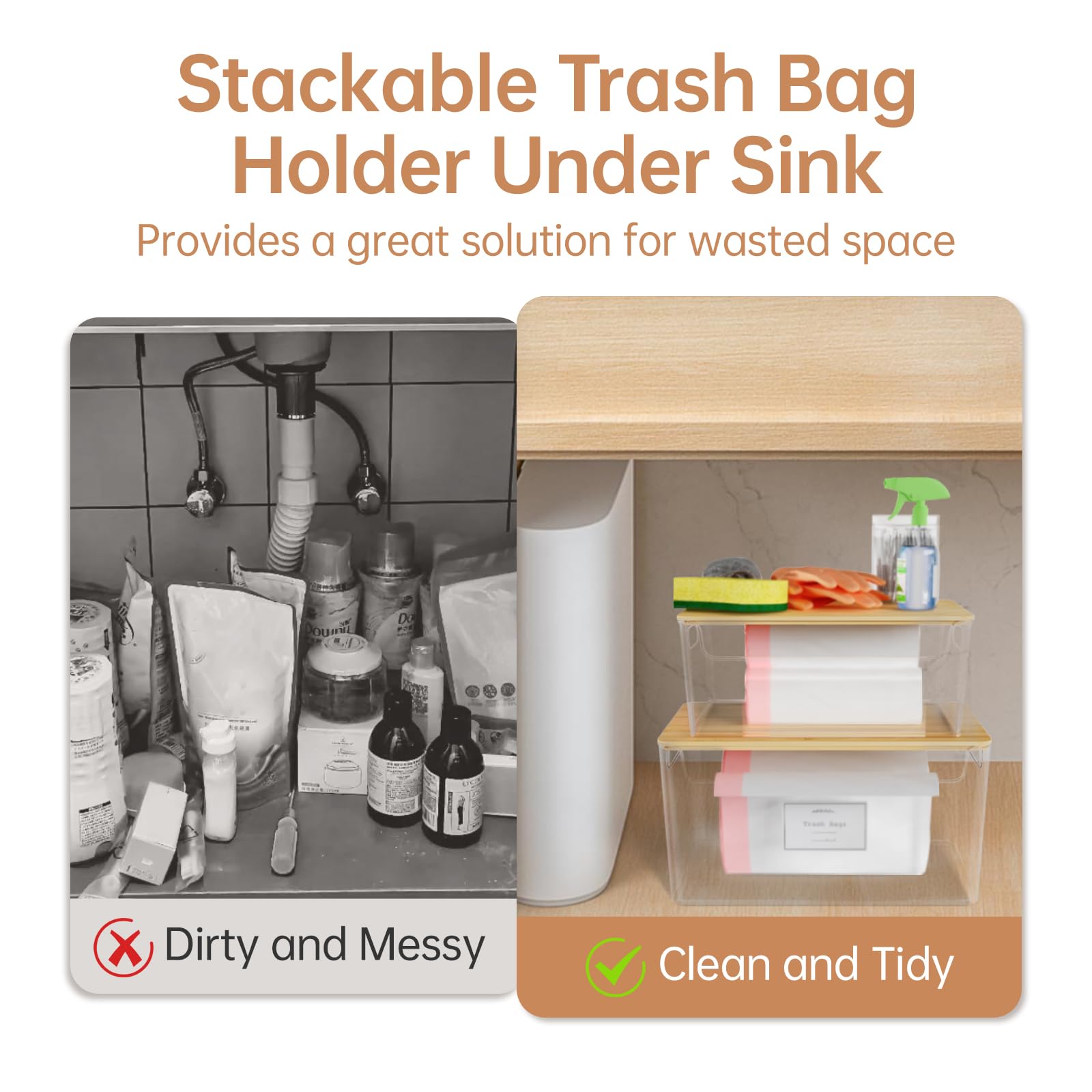 COAZEX trash bag dispenser side handle for easy transport.
