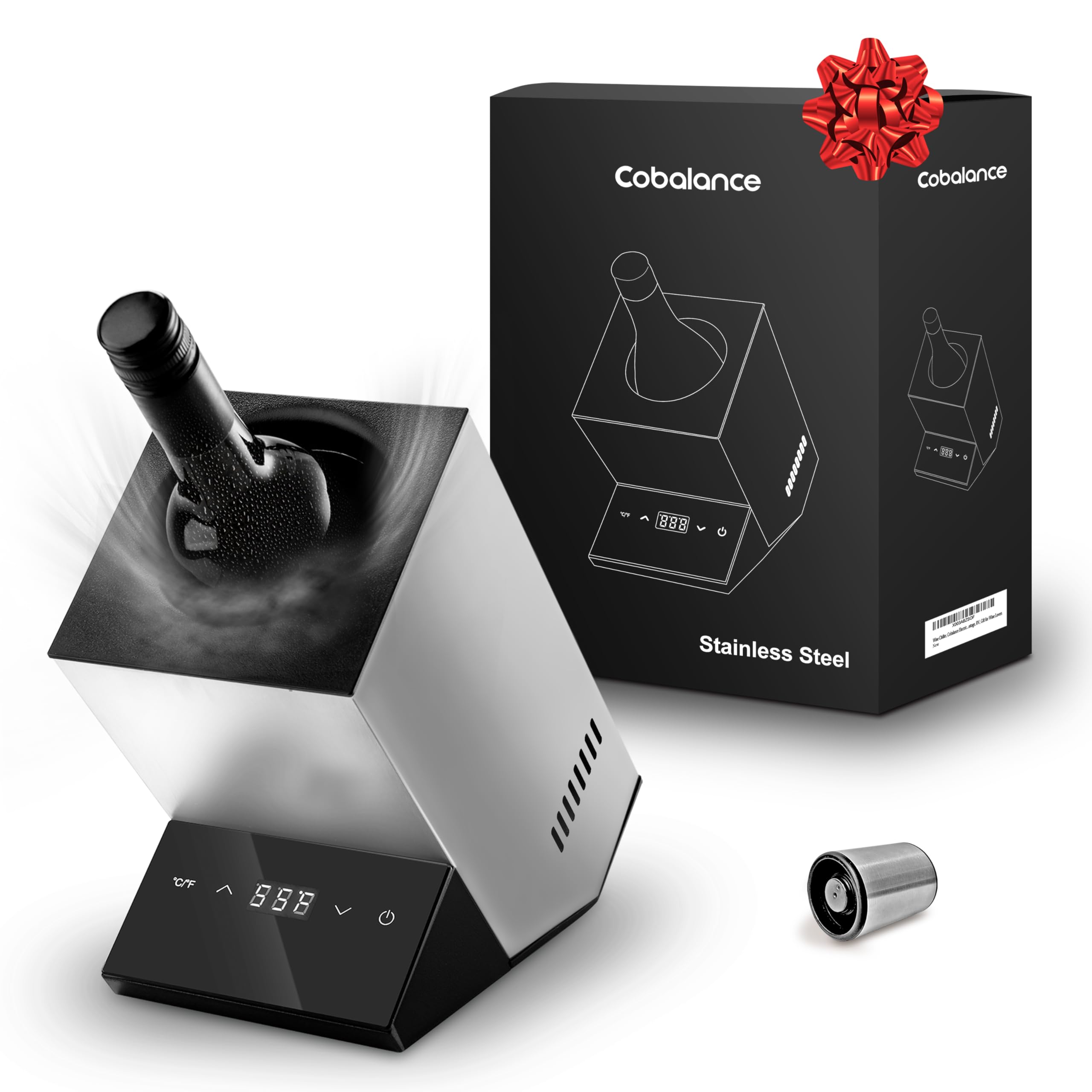 Cobalance wine chiller with a single-bottle setup keeping wine at the ideal temperature