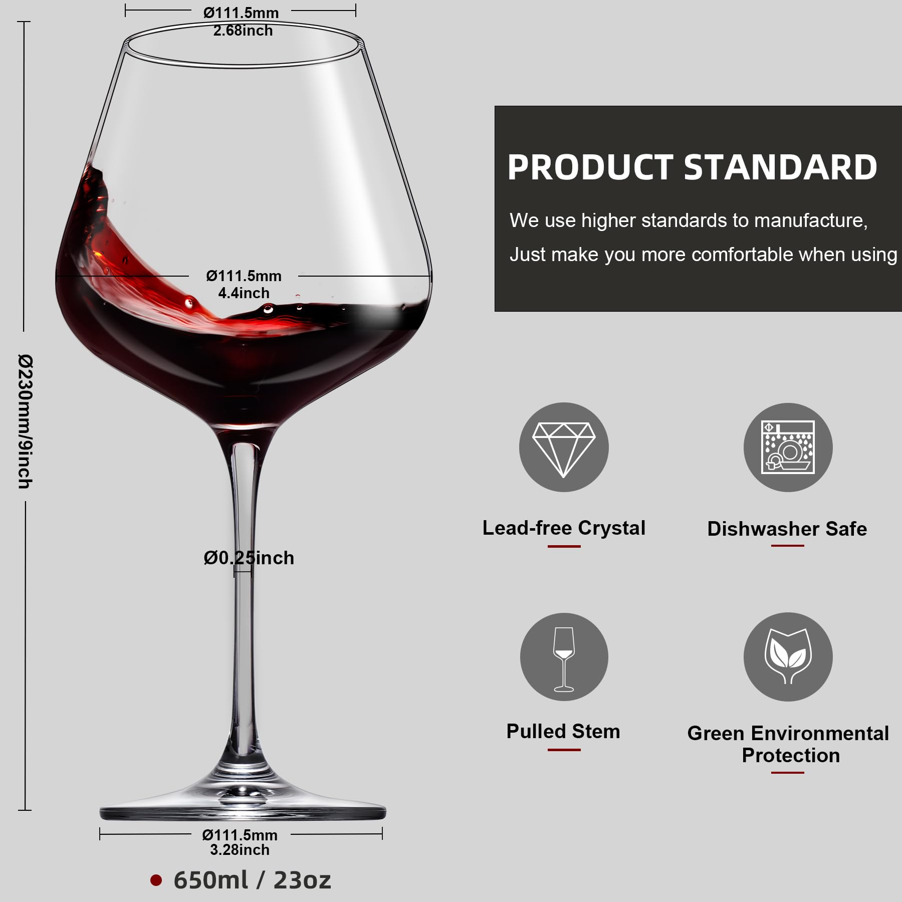 Coccot crystal Burgundy glasses with aerating bowls for richer appearances