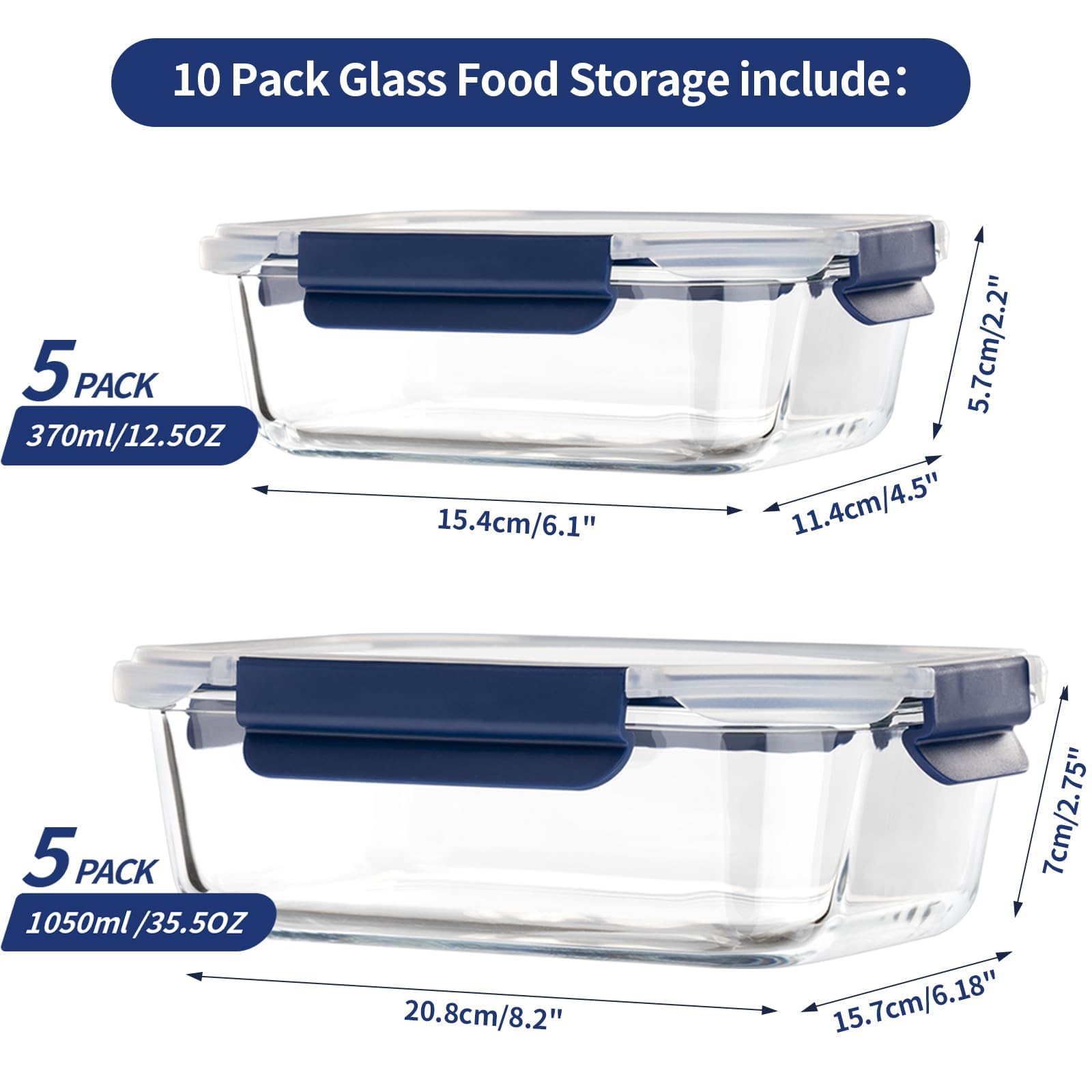 Coccot 1050ml rectangle with airtight lid for storage.