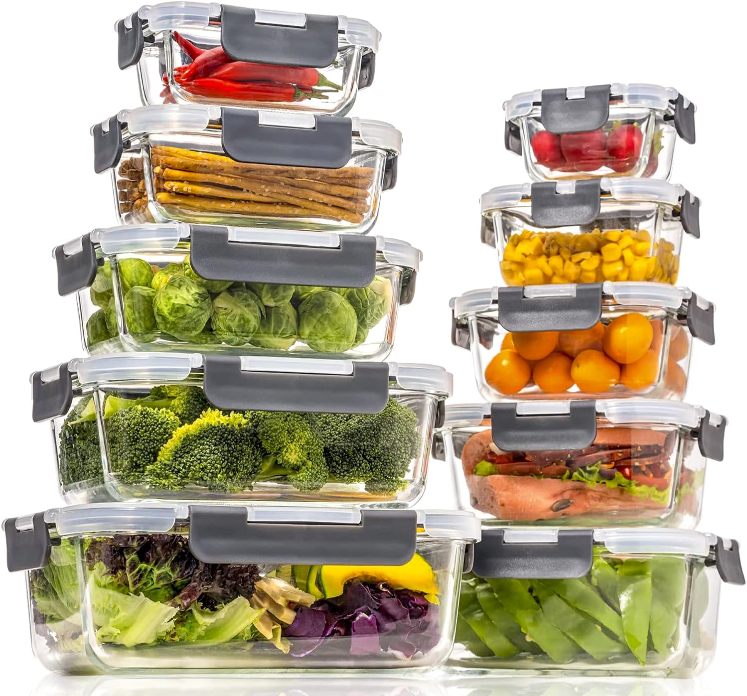 Coccot glass rectangular containers with airtight seal preserve freshness for lunch prep.