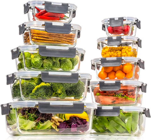 Coccot glass rectangular containers with airtight seal preserve freshness for lunch prep.