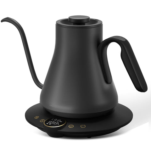 Cocinare FLOW B9 kettle front view in matte black for stylish, precise coffee prep.