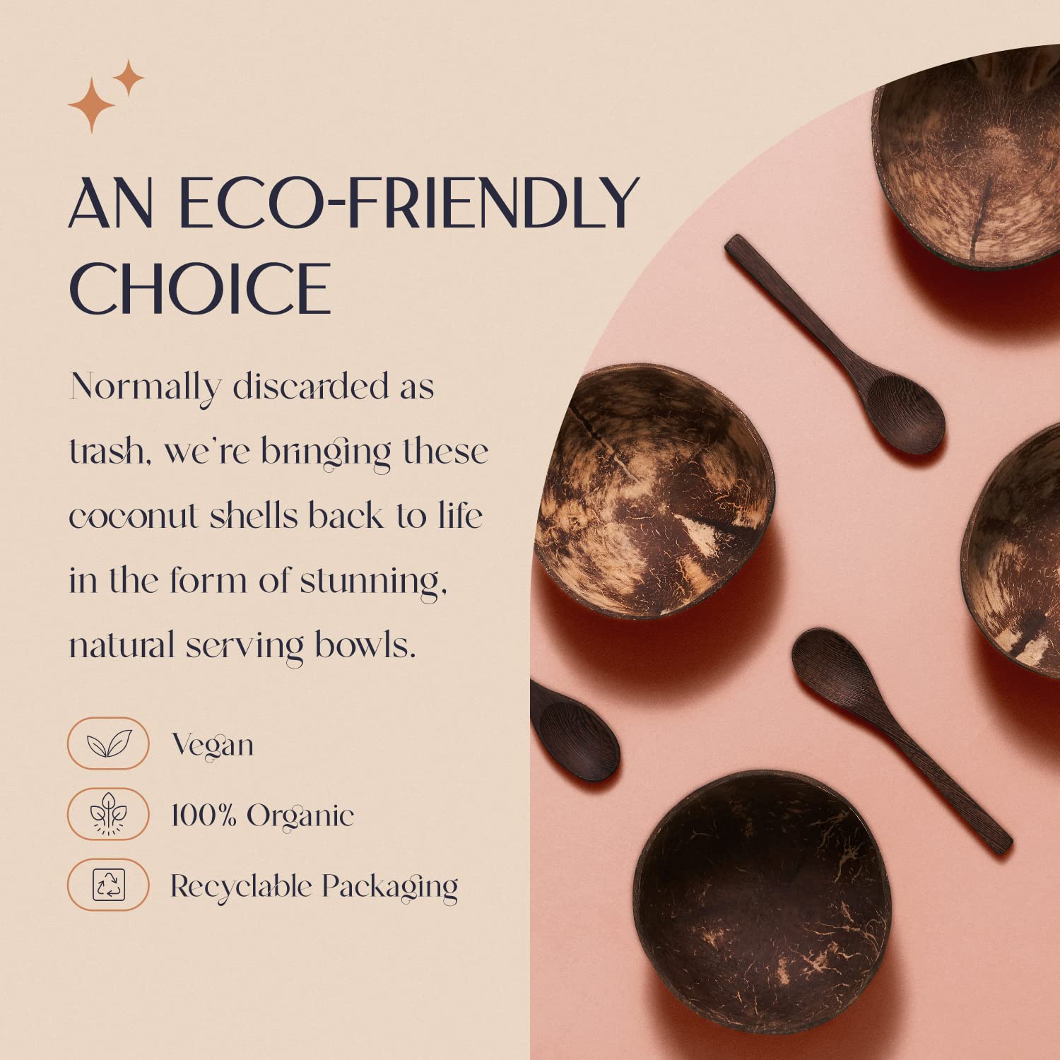 COCOBOWLCO polished finish coconut bowl ideal for stylish desserts