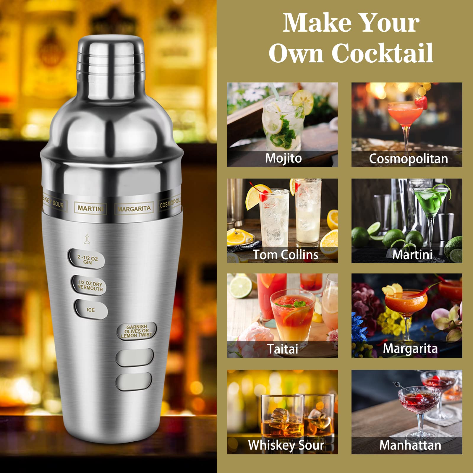 Cocosun built-in jigger and bar spoon enable precise mixing