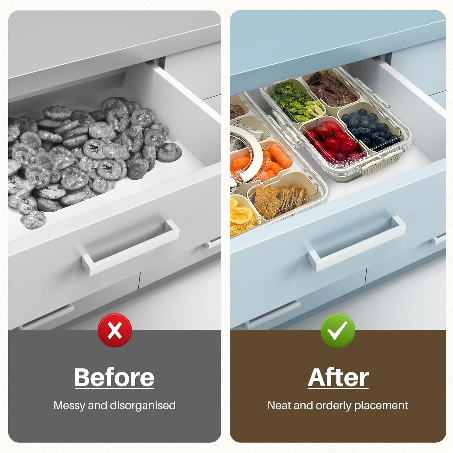 Codiekey Snackle Box Container transparent lid view helps you see contents at a glance.