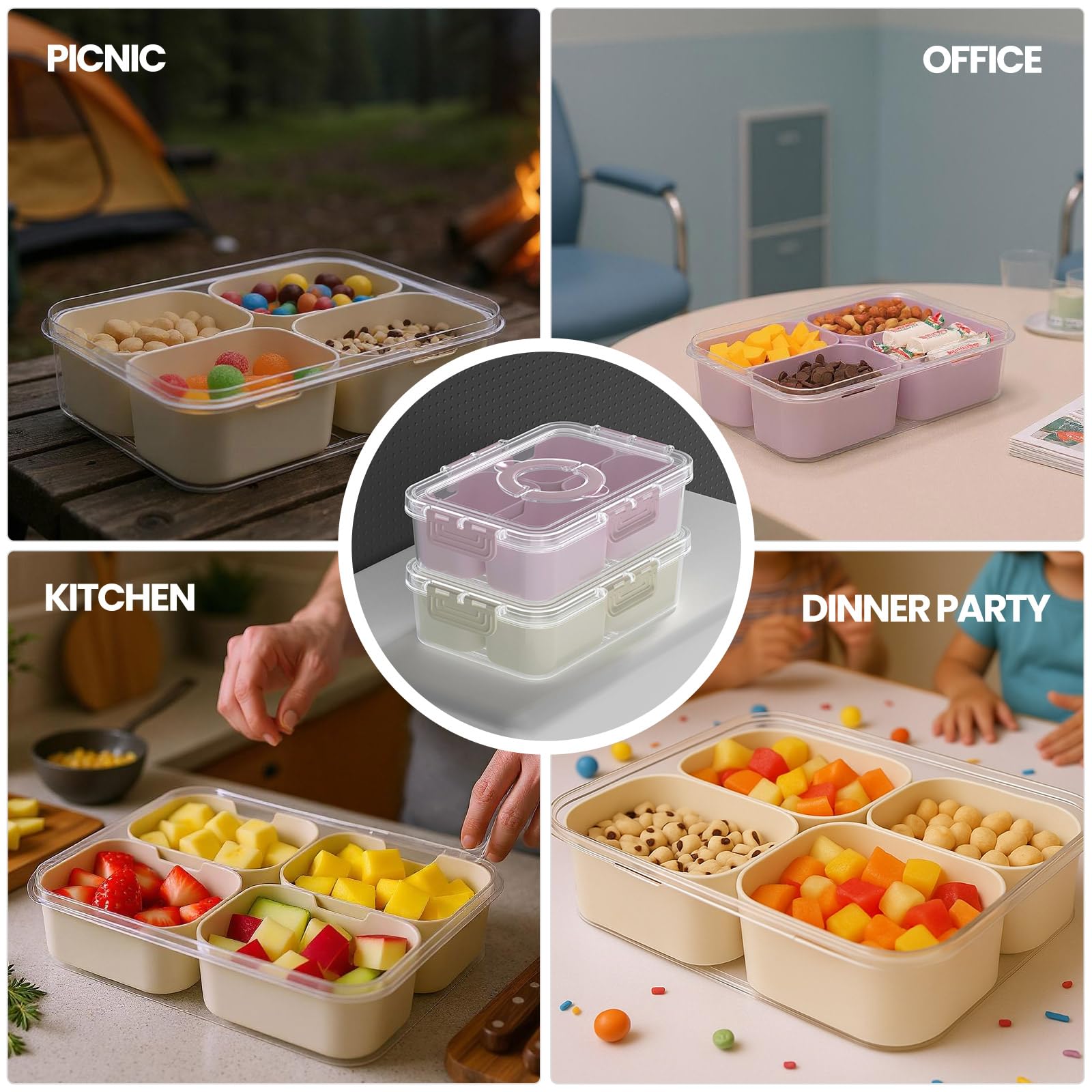 Codiekey Snackle Box ideal for picnics and parties with organized servings.