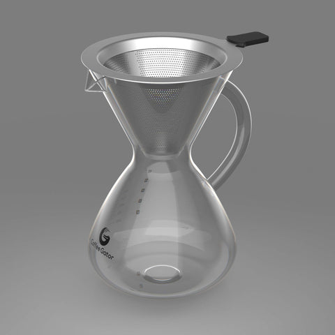Coffee Gator borosilicate glass body withstands heat safely