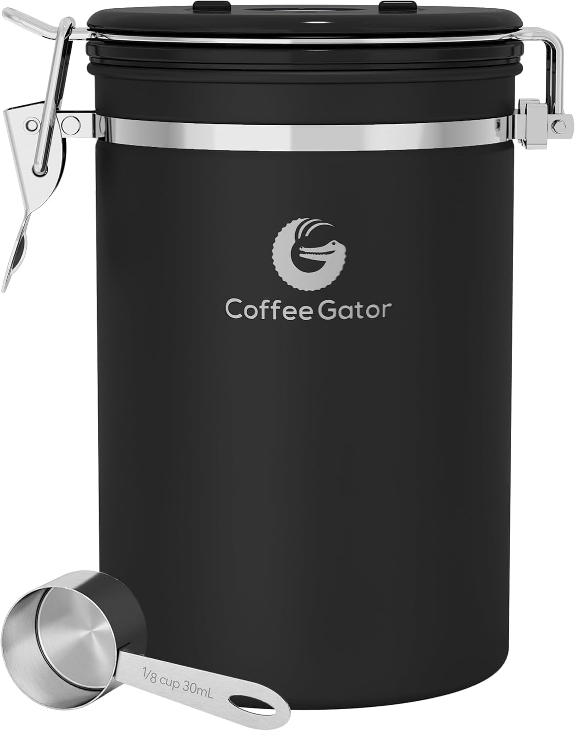 Coffee Gator 22oz canister with tight-seal lid preserves aroma