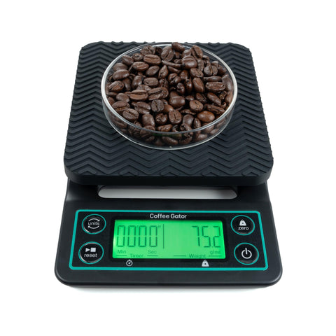 Coffee Gator coffee scale with precision 0.1g for consistent brews.