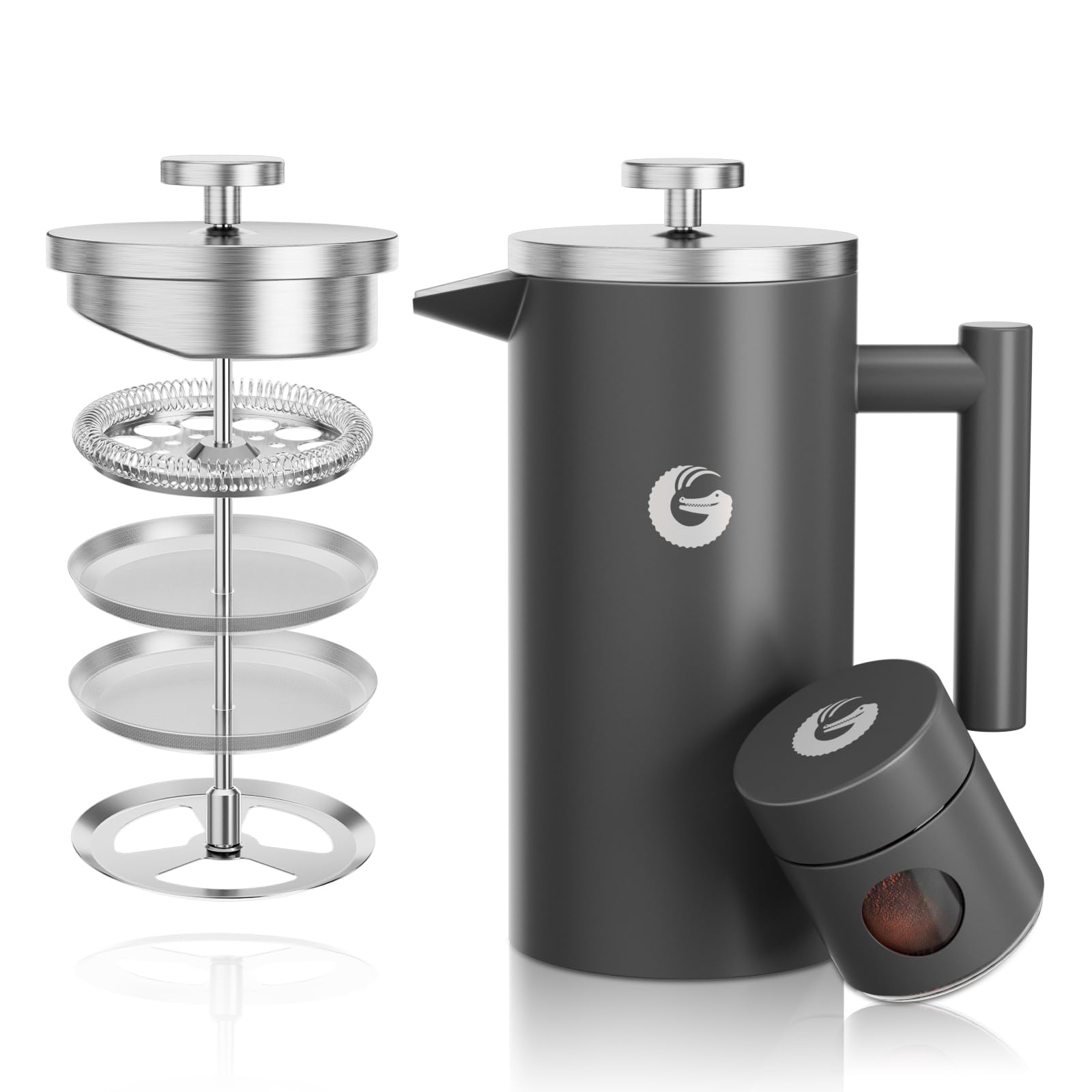 Coffee Gator French Press 34oz in stainless steel for bold, large-batch brews.
