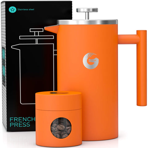 Coffee Gator French Press 34oz with double wall insulation keeps coffee hot longer