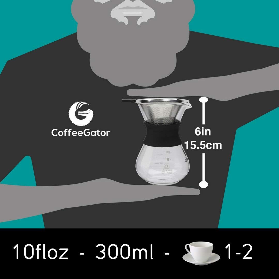 Coffee Gator glass carafe 300ml for fresh coffee anywhere.