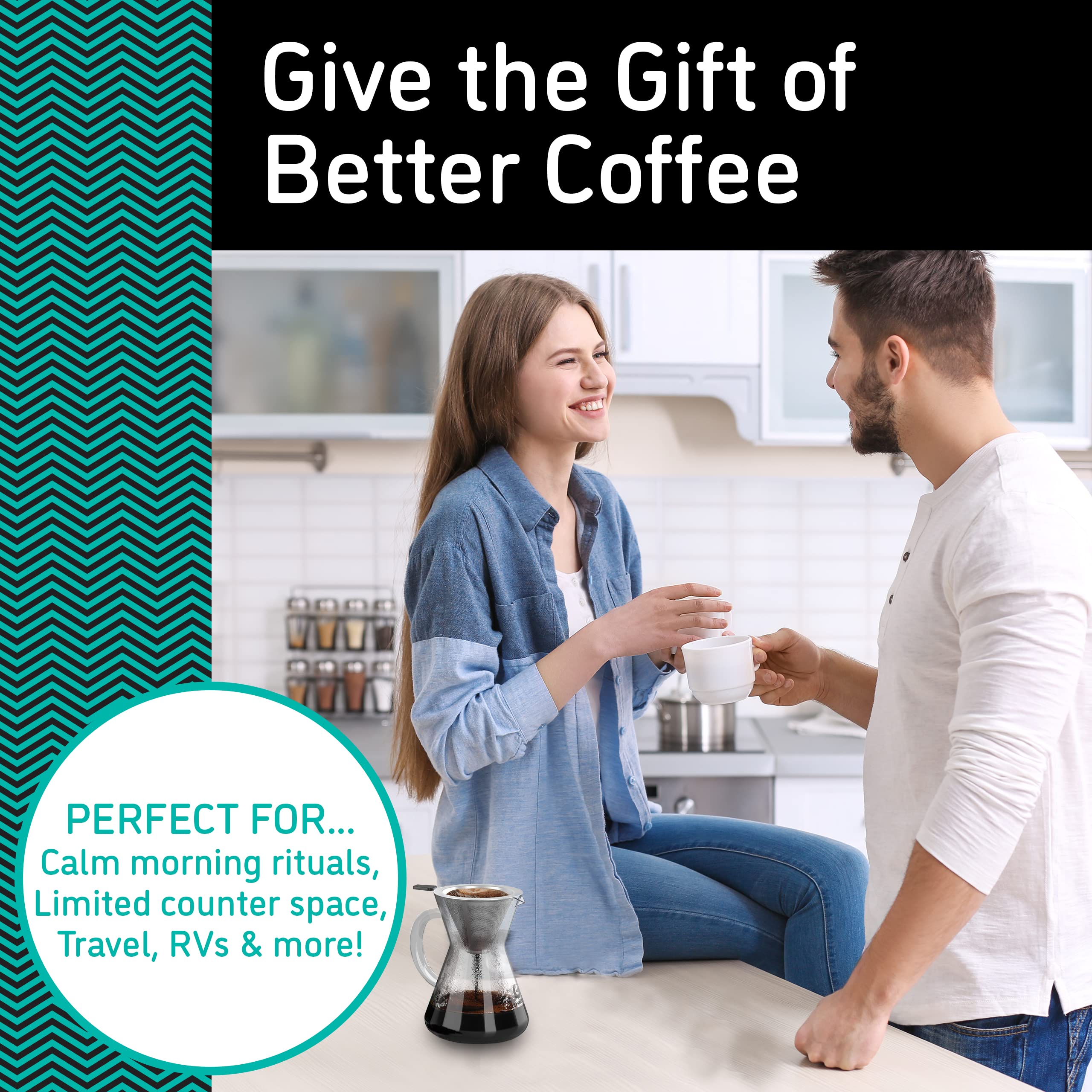 Coffee Gator glass and filter combination creates clean cup profiles