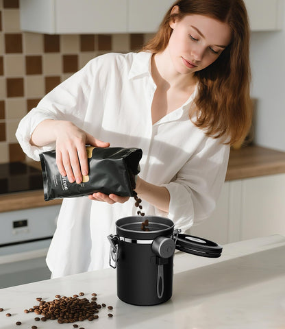 Coffee Gator black finish complements modern kitchens
