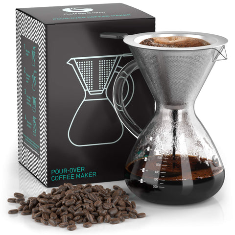 Coffee Gator pour-over dripper showing precise manual brewing for rich flavor
