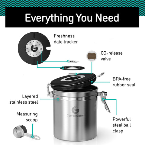 Coffee Gator included scoop for precise coffee measurement.