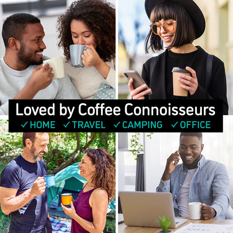 Coffee Gator vacuum-insulated outer shell keeps beverages warm longer.