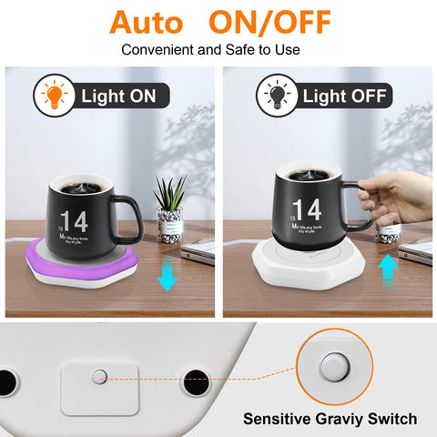 Coffee Mug Warmer auto shut-off indicator for safe hands-off use
