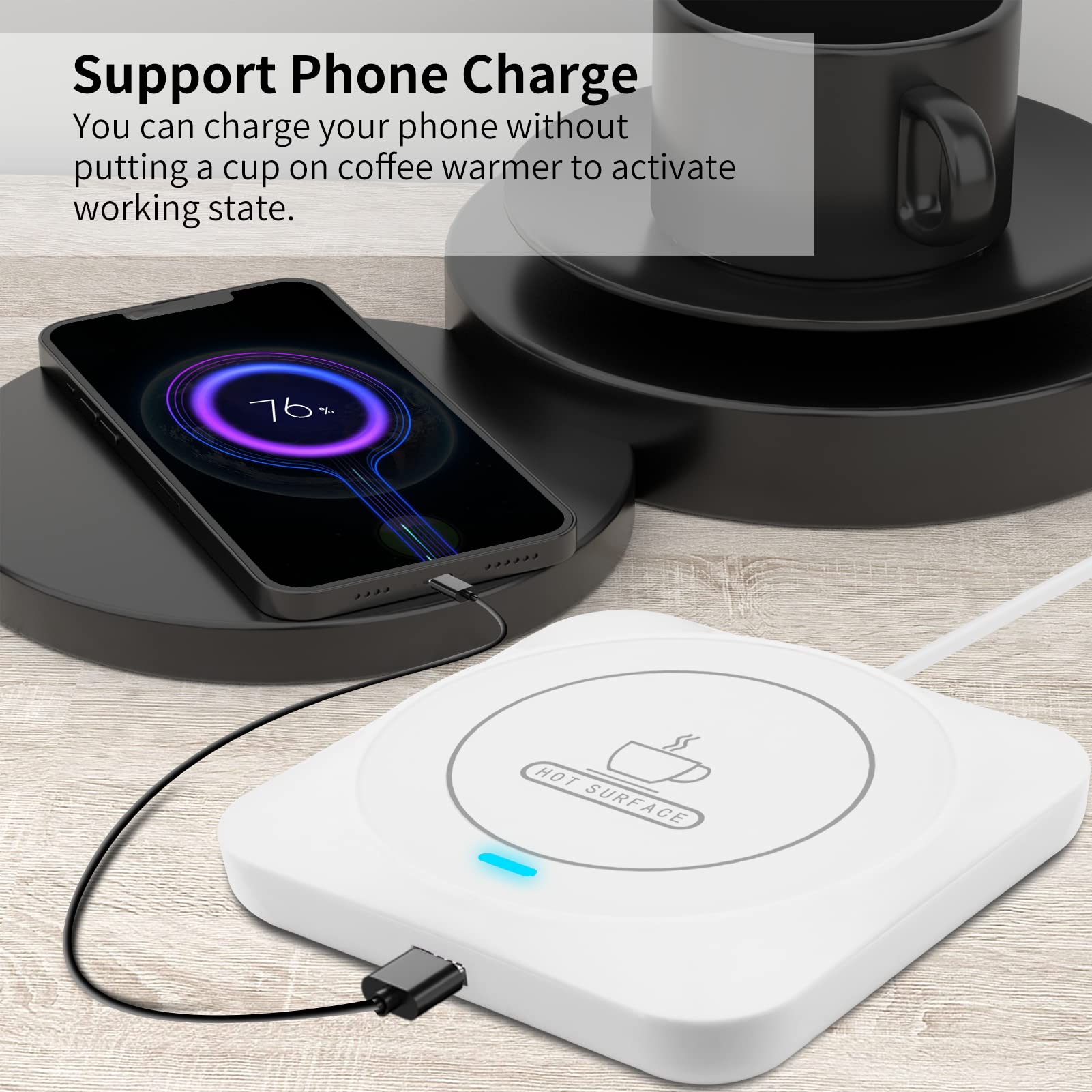 COFFEE MUG WARMER on a desk setup for convenient everyday use