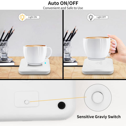 COFFEE MUG WARMER USB port enables device charging while enjoying warmth